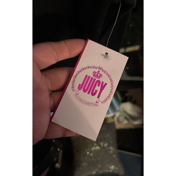 Nwt juicy couture black crown logo cropped queen sweatshirt - Picture 7 of 9